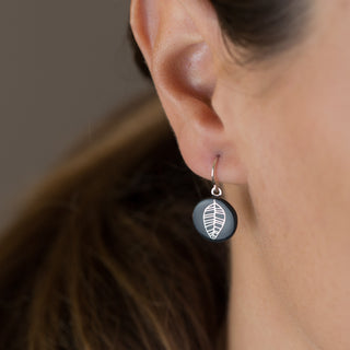 Boucles d'oreilles Luna Argent &amp; Noir