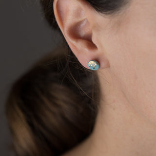 Boucles d'oreilles puces Dolde or &amp; turquoise