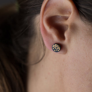 Gold Rain Stud Earrings Gold &amp; Black