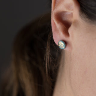 Boucles d'oreilles puces gouttes or &amp; turquoise