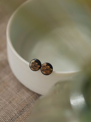 Flower of Life Gold &amp; White Stud Earrings