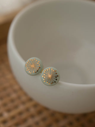 Fiori Gold &amp; Mint Stud Earrings