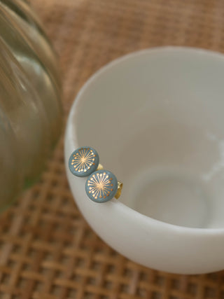 Fiori Gold &amp; Turquoise Stud Earrings