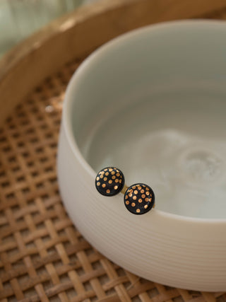 Gold Rain Stud Earrings Gold &amp; Black