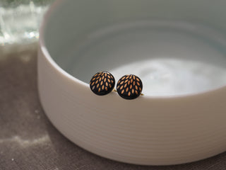 Flower of Life Gold &amp; White Stud Earrings