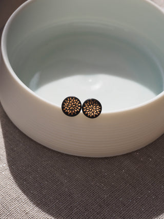 Flower of Life Gold &amp; White Stud Earrings