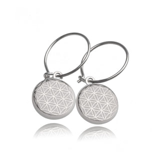 Boucles d'oreilles Fleur de Vie Argent &amp; Blanc