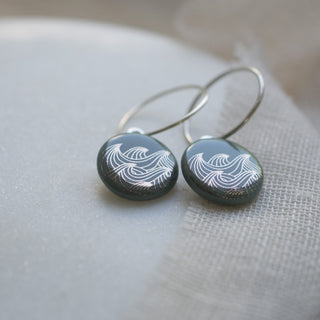 Boucles d'oreilles Océan Argent &amp; Blanc