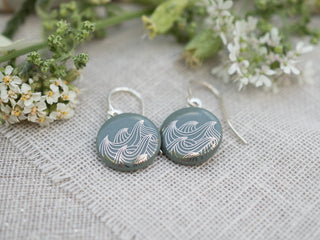 Boucles d'oreilles Océan Argent &amp; Blanc