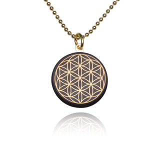 Necklace Flower of Life Gold &amp; Black