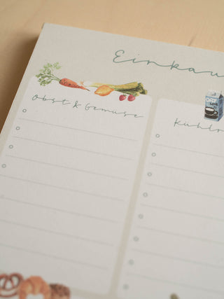 Shopping list pad with compartments