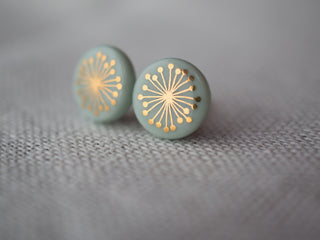 Fiori Gold &amp; Mint Stud Earrings