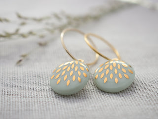 Boucles d'oreilles gouttes magiques or &amp; menthe