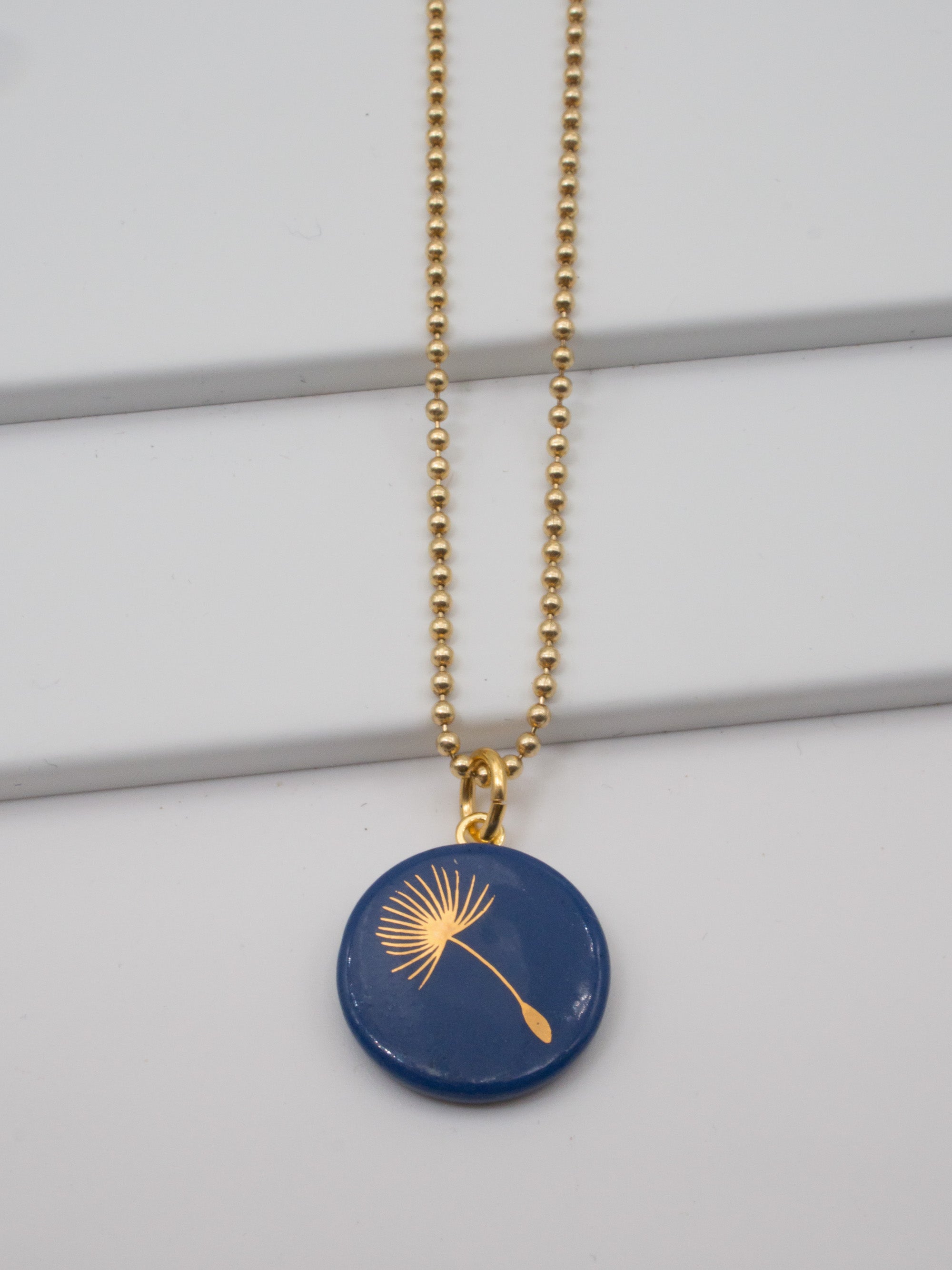 Collier pissenlit doré & bleu