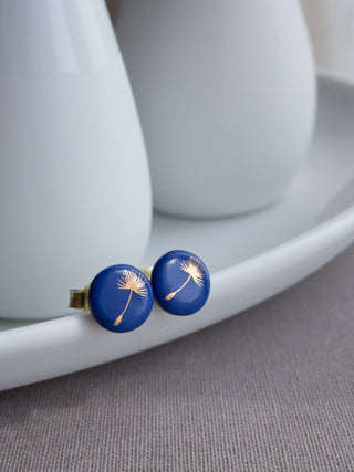 Ohrstecker Pusteblume Gold & Blau