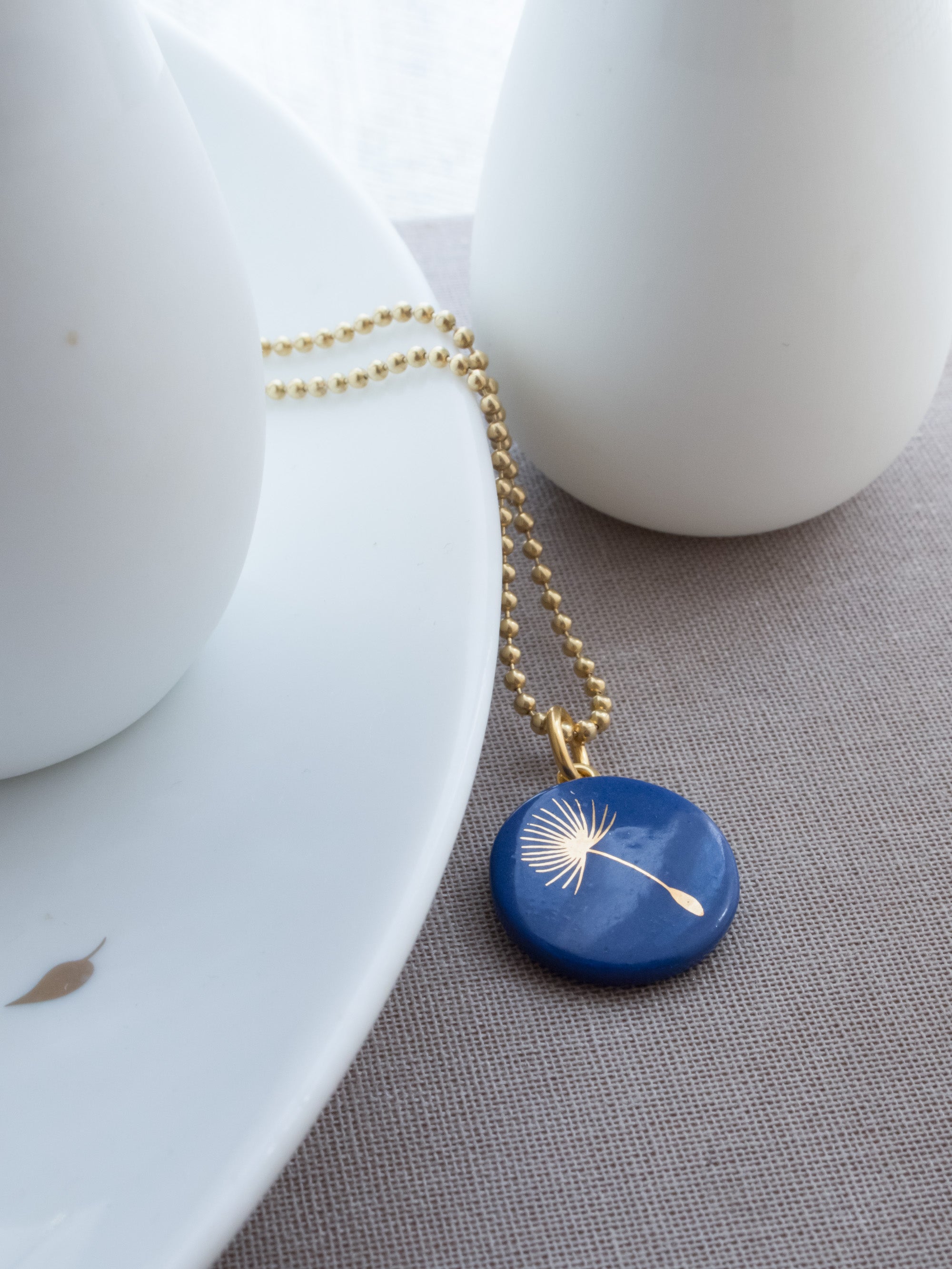 Collier pissenlit doré & bleu